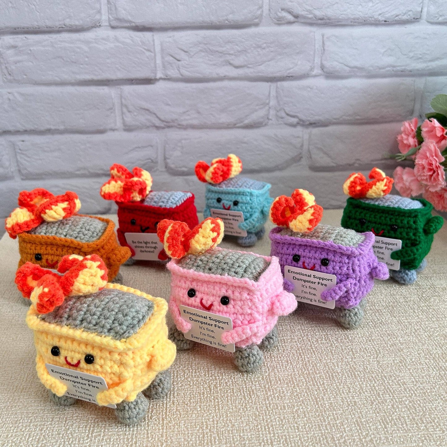 Crochet Emotional Support Dumpster Fire,Handmade Stuffed Toy