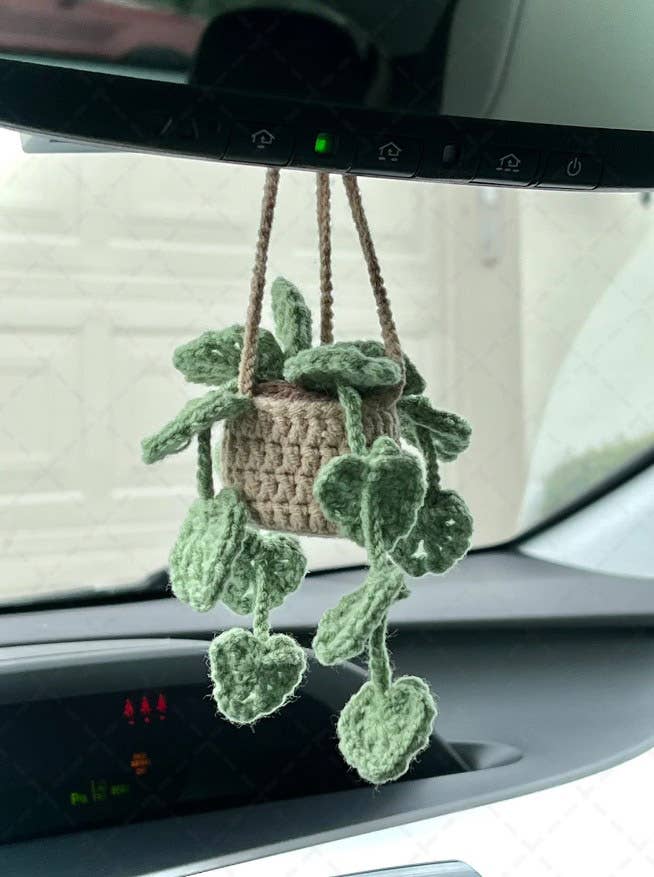 Crochet Monstera Car Plant Hanging Pendant