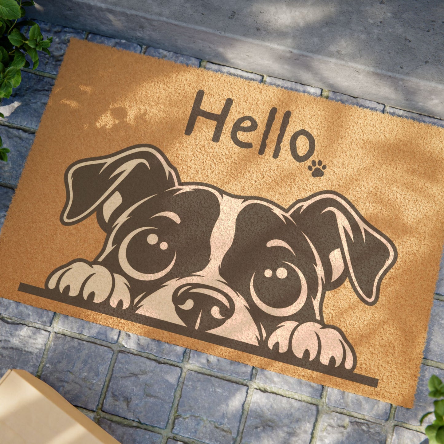 Hello Puppy Doormat — Cute Dog Welcome Mat with Paw Print