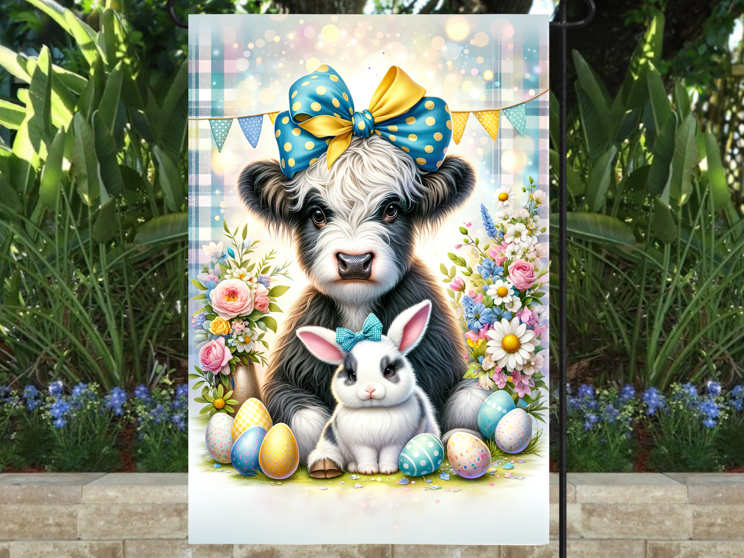 Highland Easter Joy Garden Flag