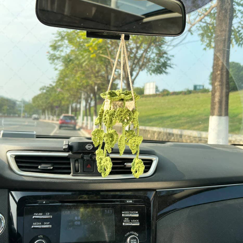 Crochet Monstera Car Plant Hanging Pendant