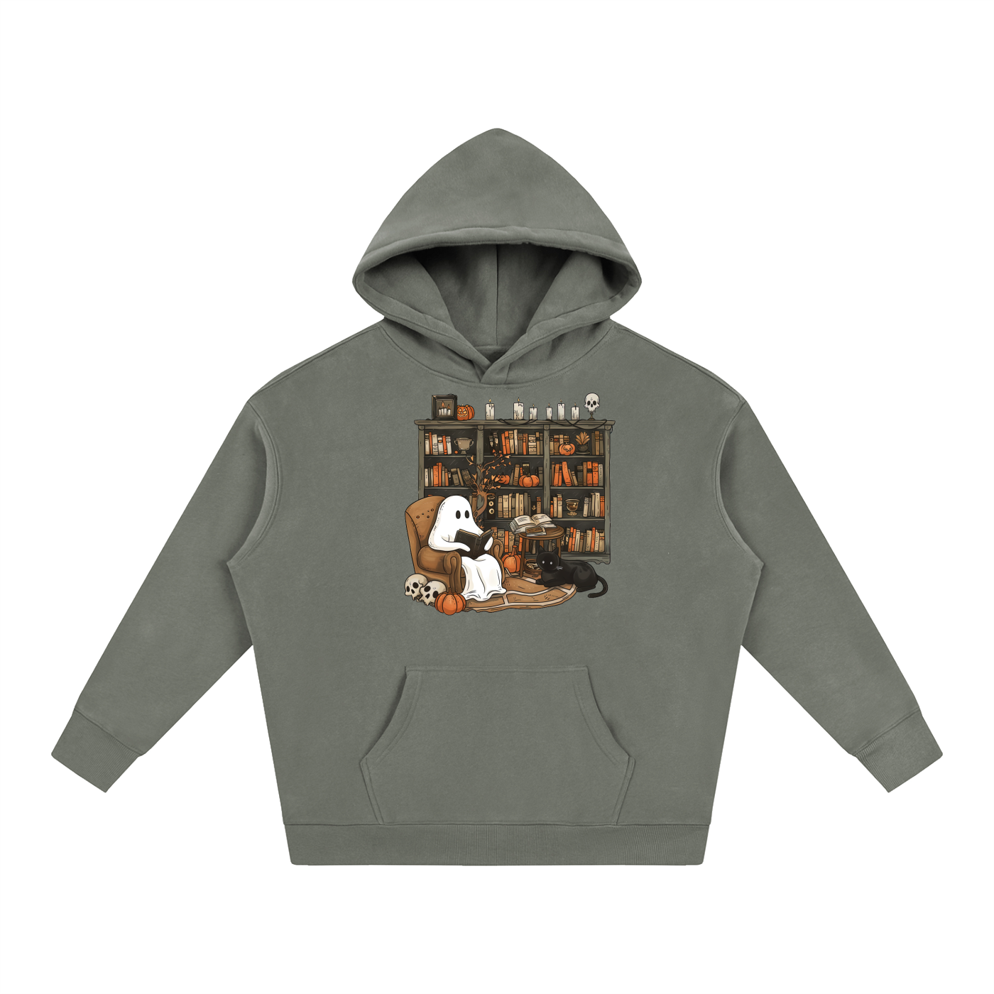 Ghosts & Black Cats Halloween -Oversize Fleeced Hoodie