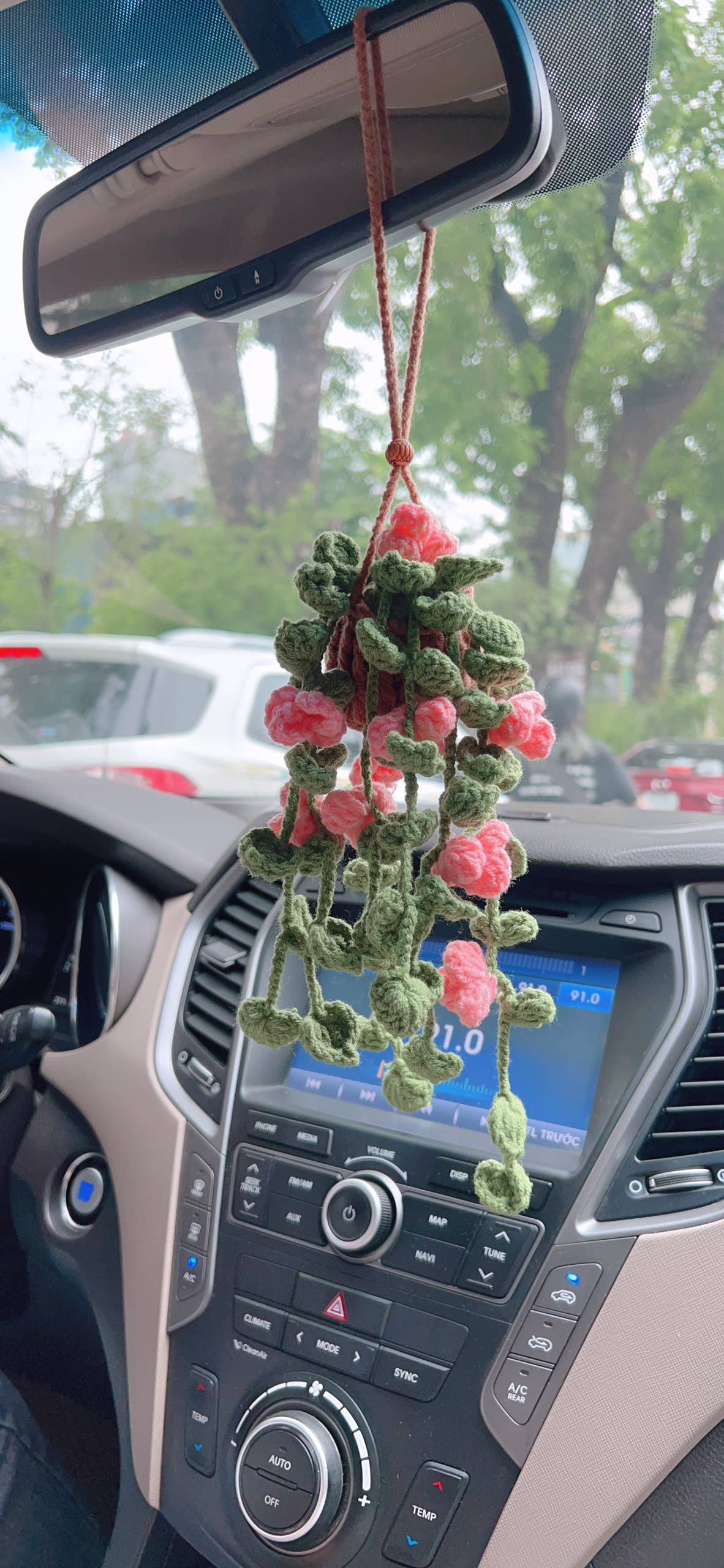 Handmade Mini Pothos Plant Crochet with Rose