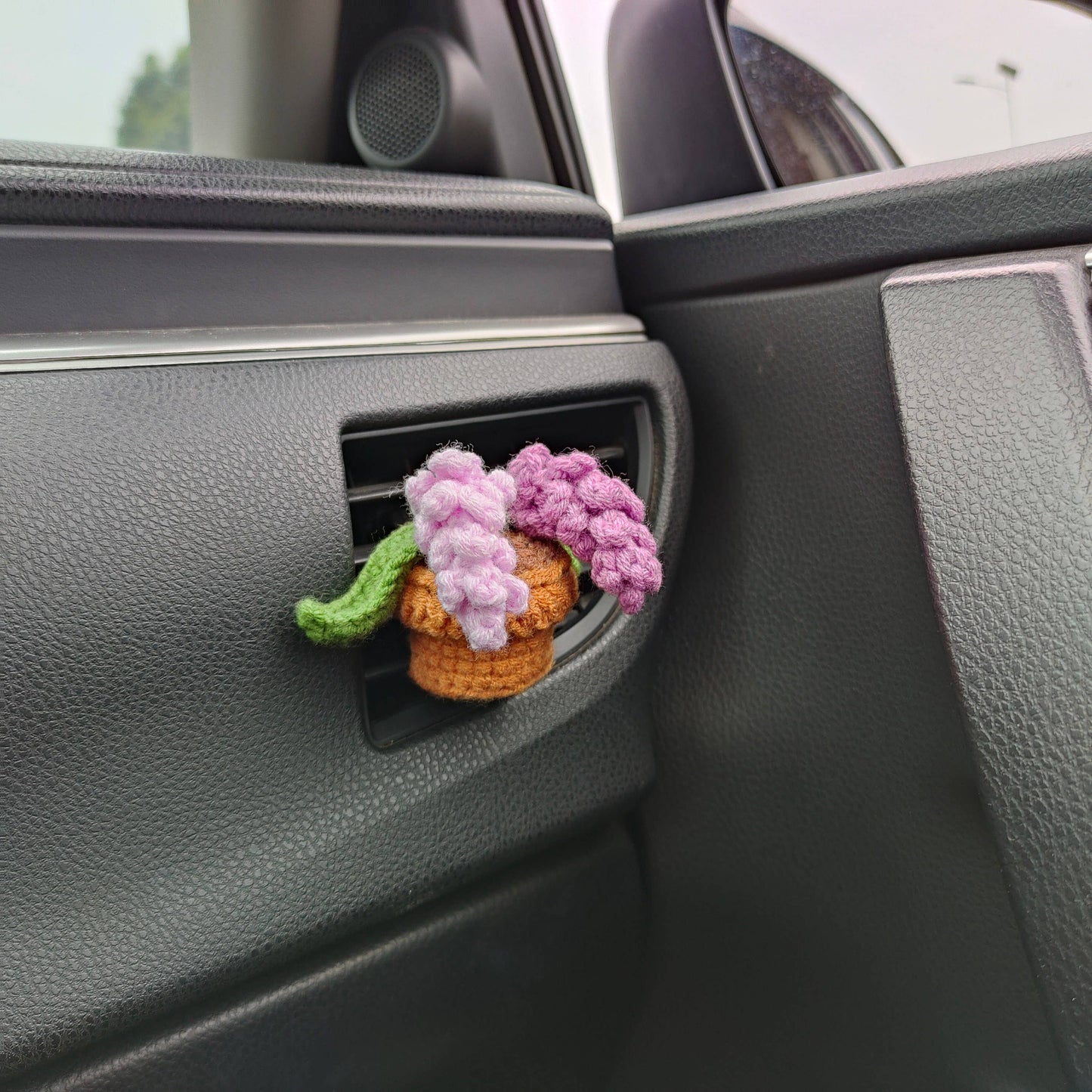 Crochet Car Vent Clip, Crochet Car Plant, Strawberry, Daisy