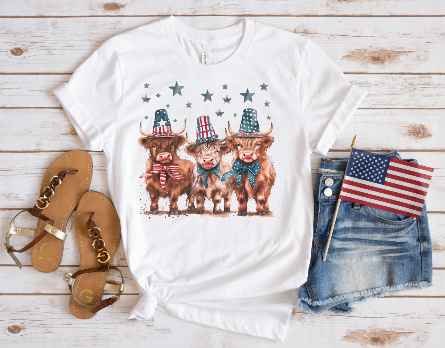 Patriotic Highland Cows T-Shirt