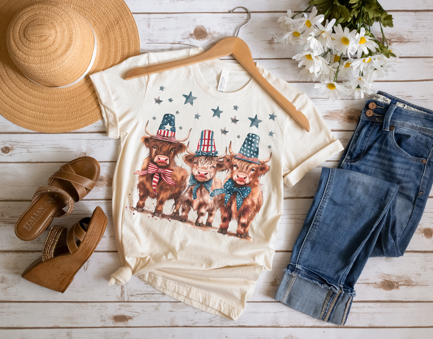 Patriotic Highland Cows T-Shirt