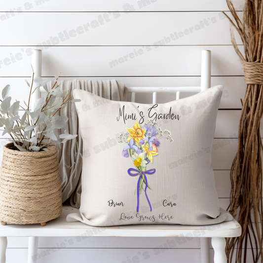 Birth Flower Customize Decorative Pillow