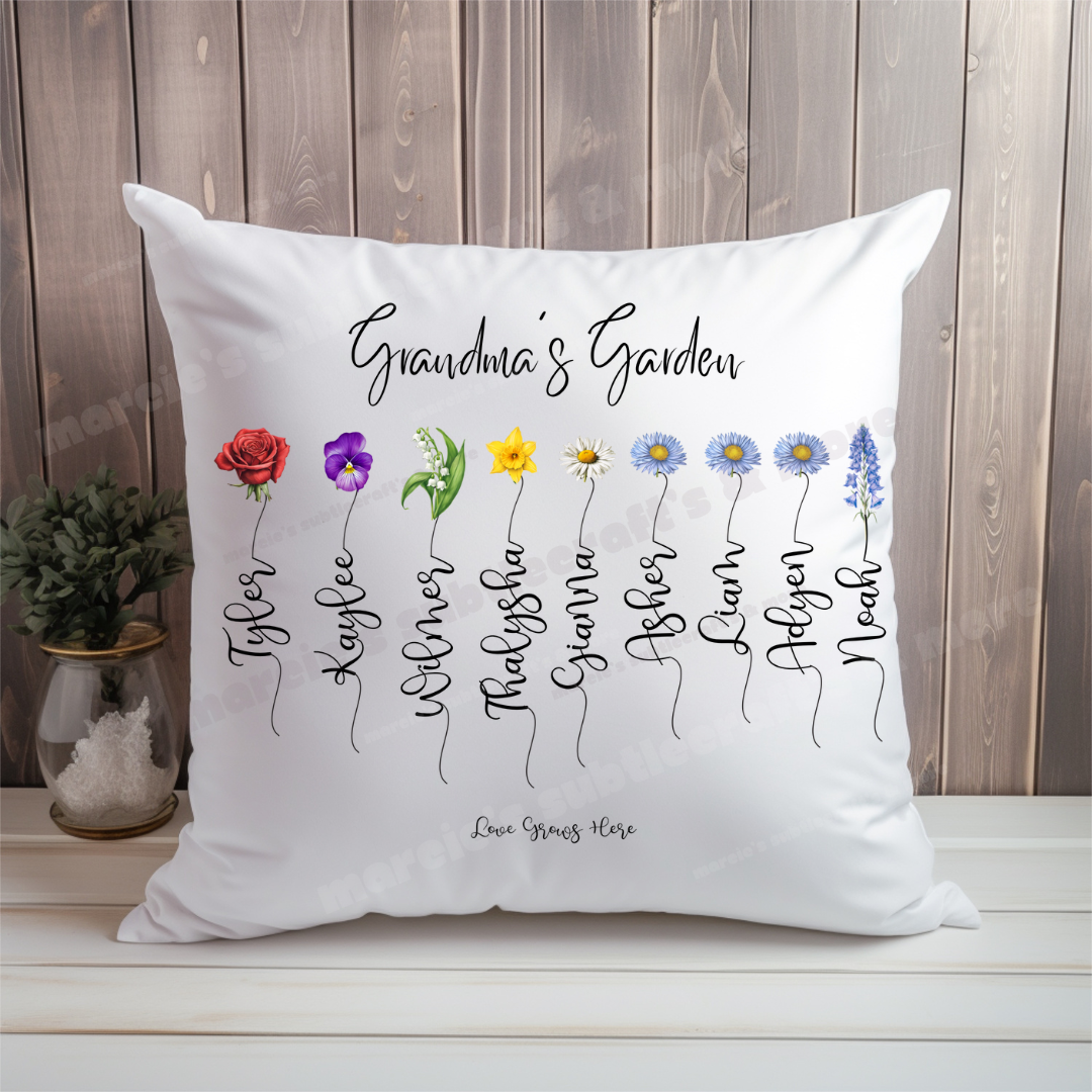 Birth Flower Customize Decorative Pillow
