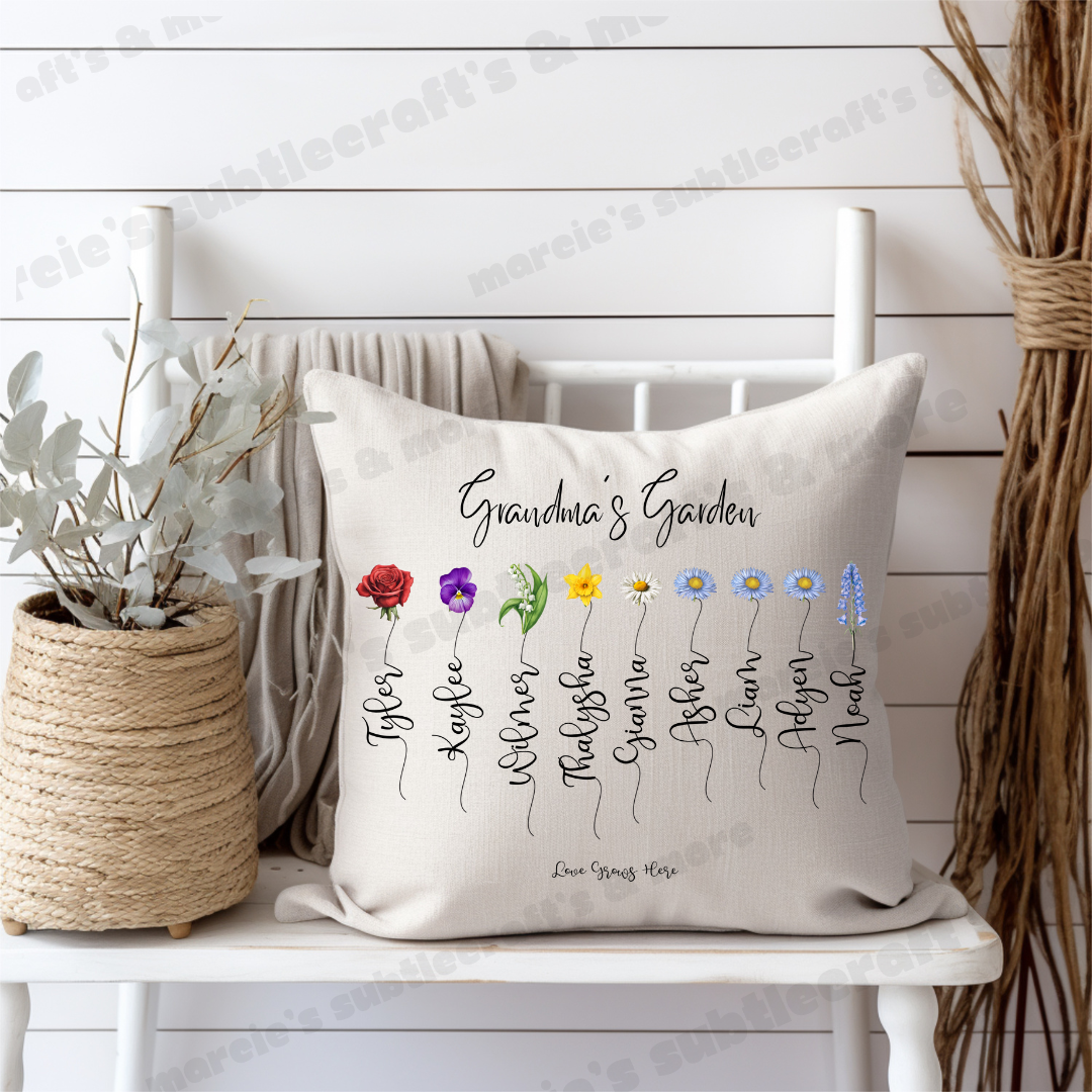 Birth Flower Customize Decorative Pillow