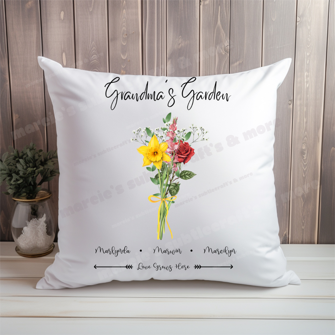 Birth Flower Customize Decorative Pillow
