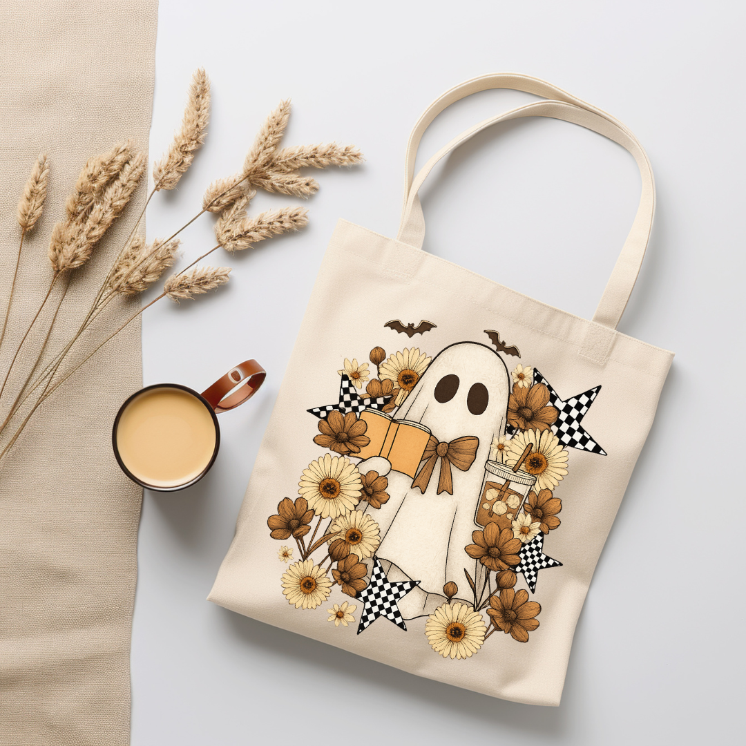 Autumn Ghost with Coffee & Books Tote Bag