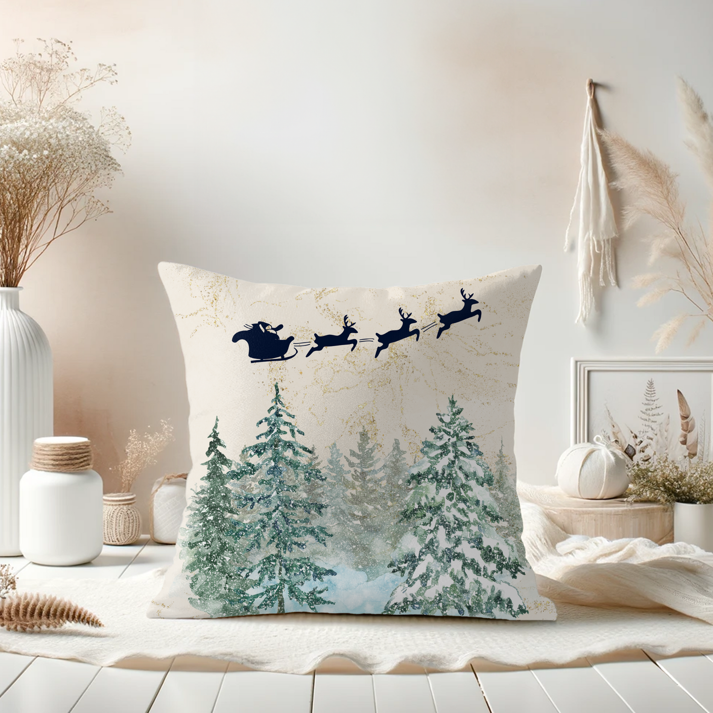 Snowy Pines Winter Pillow