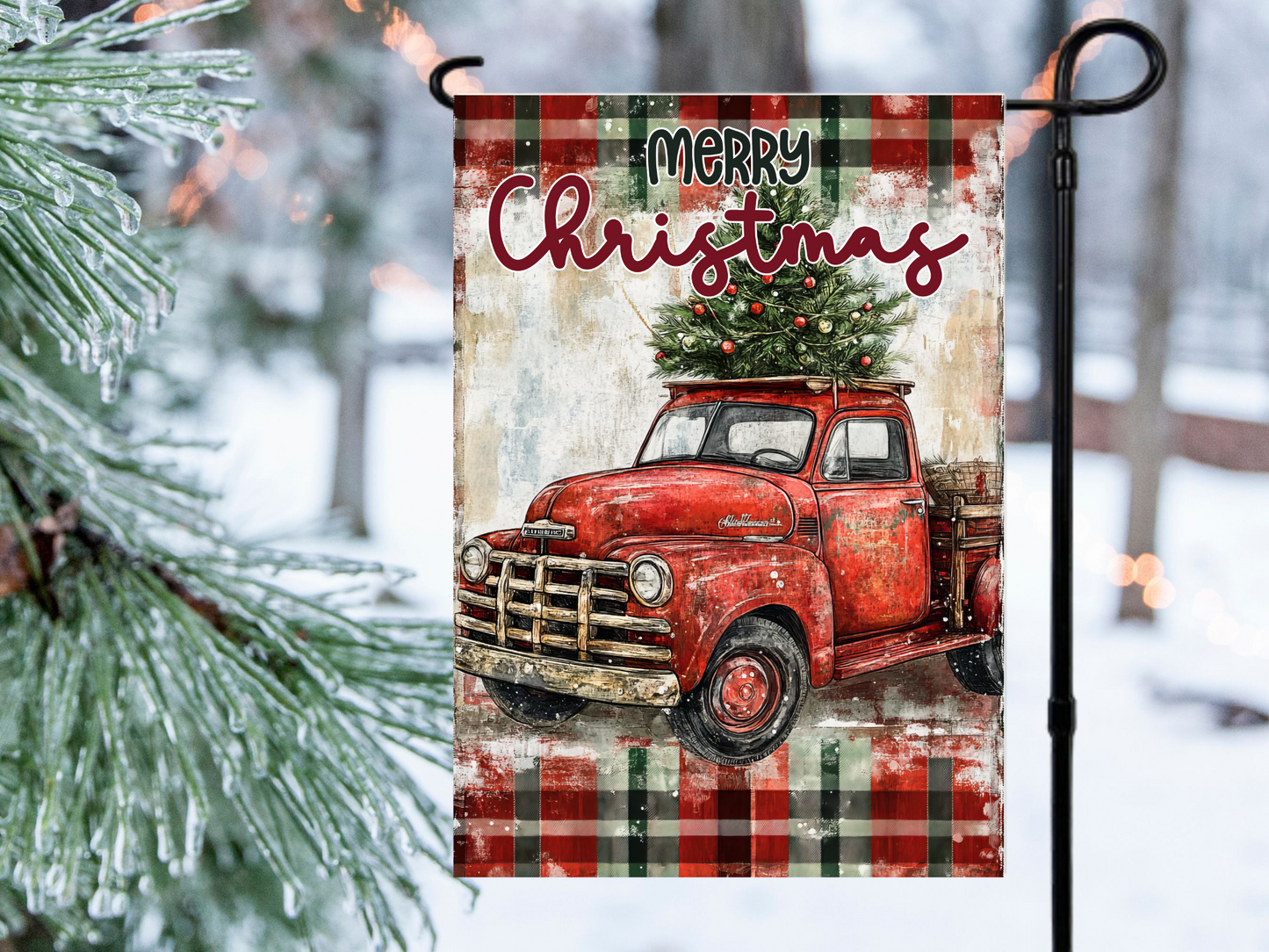 Holiday Haul Vintage Truck Garden Flag