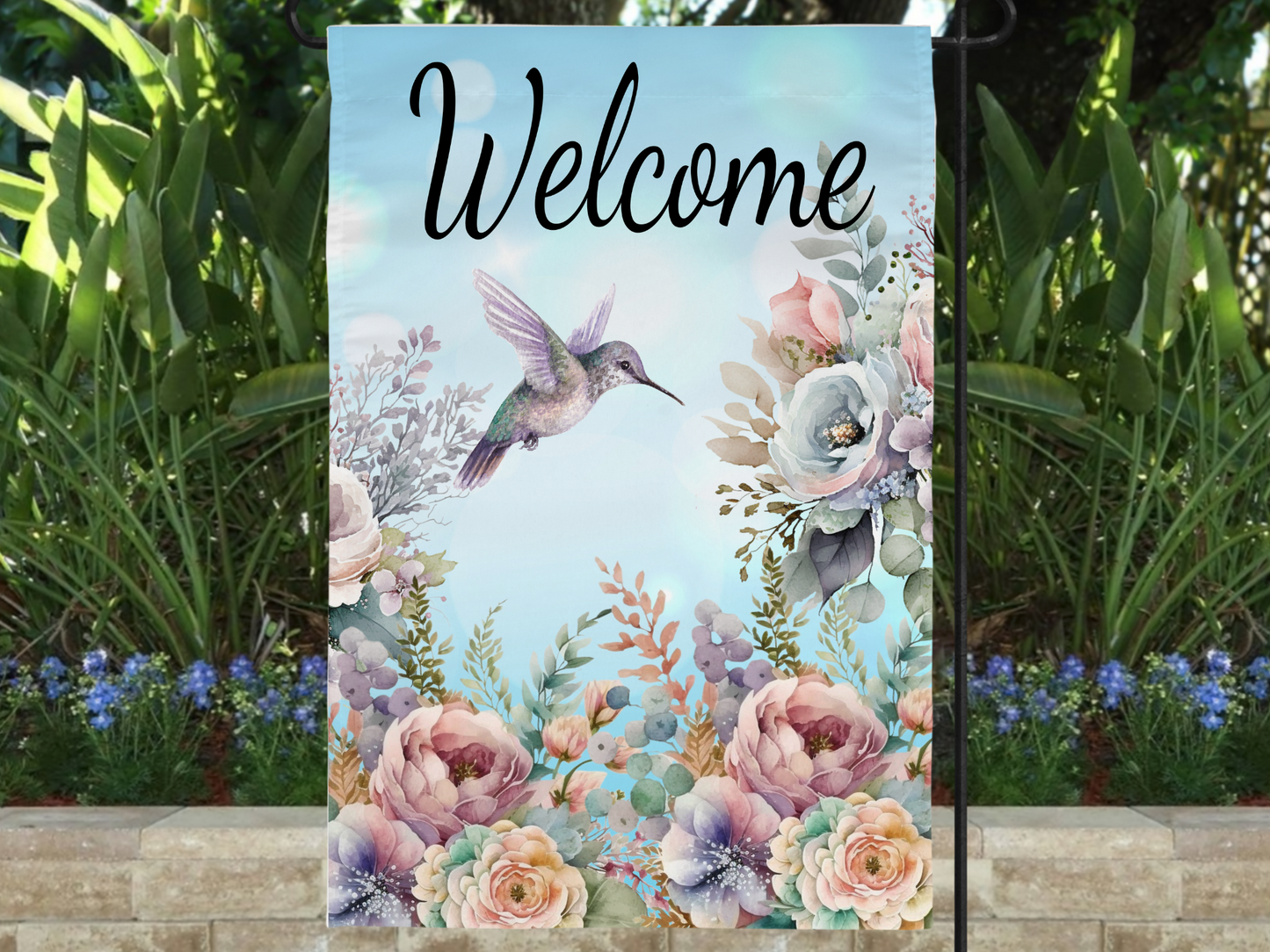 Hummingbird Spring Garden Flag