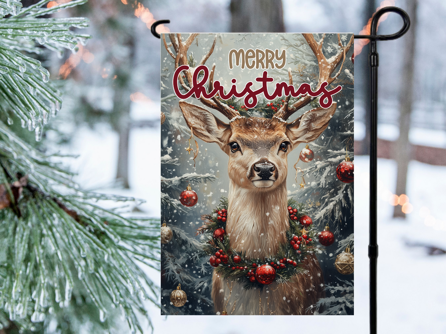 Deerly Merry Christmas Garden Flag