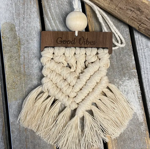 Good Vibes Macrame Car Diffuser