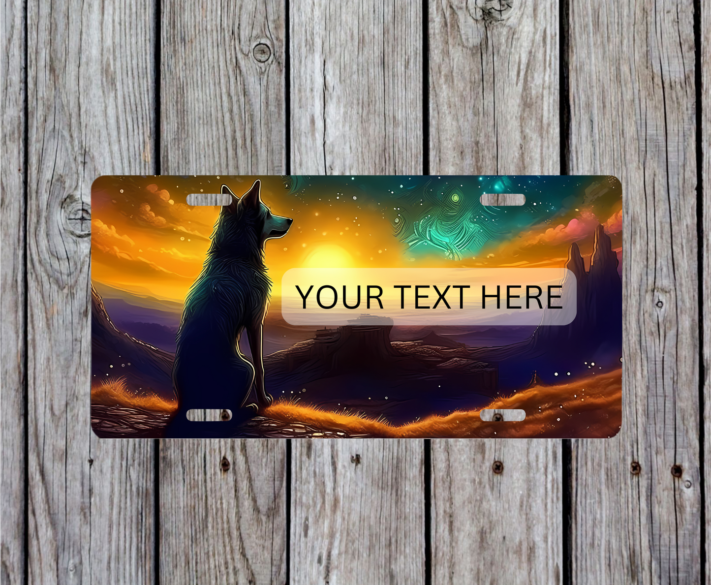 Wolf Sunset License Plates