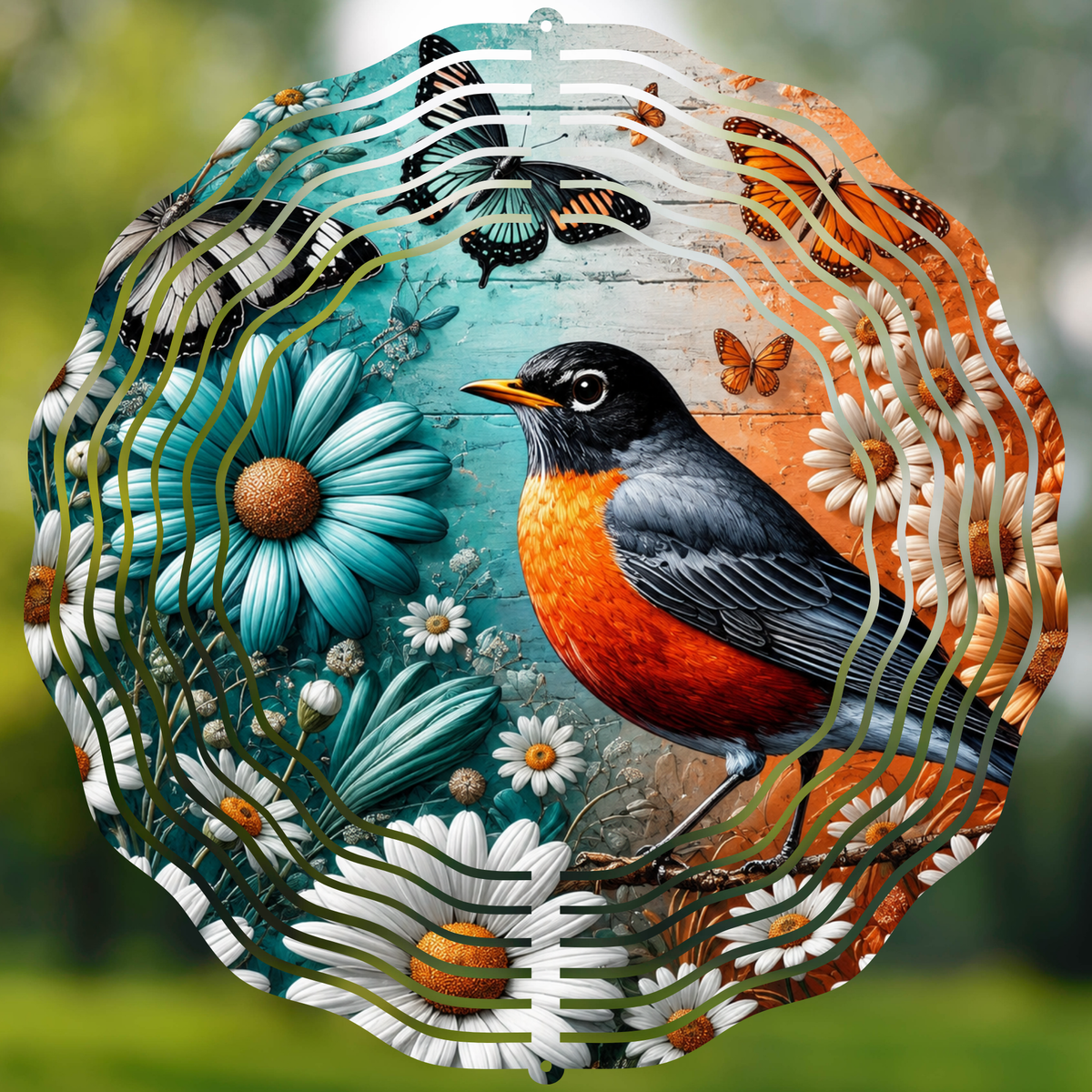 Robin & Butterfly Garden Wind Spinner