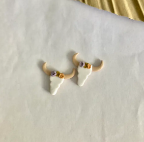 Floral Skull Stud Earrings