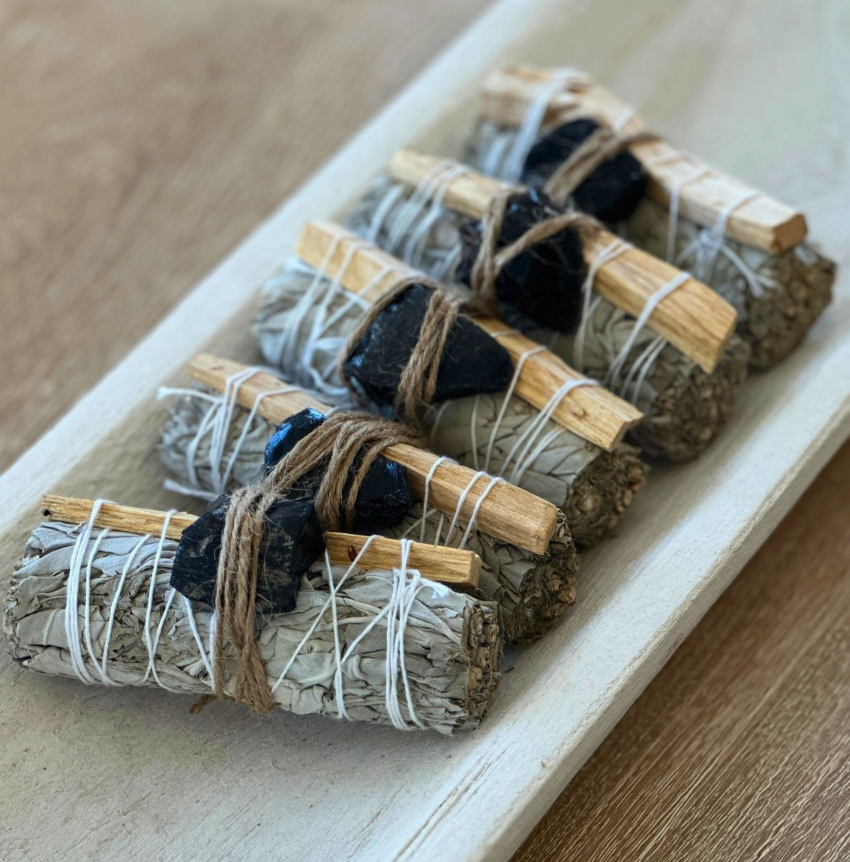 White Sage, Palo Santo & Obsidian Bundle
