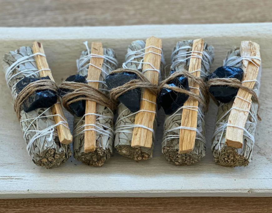 White Sage, Palo Santo & Obsidian Bundle