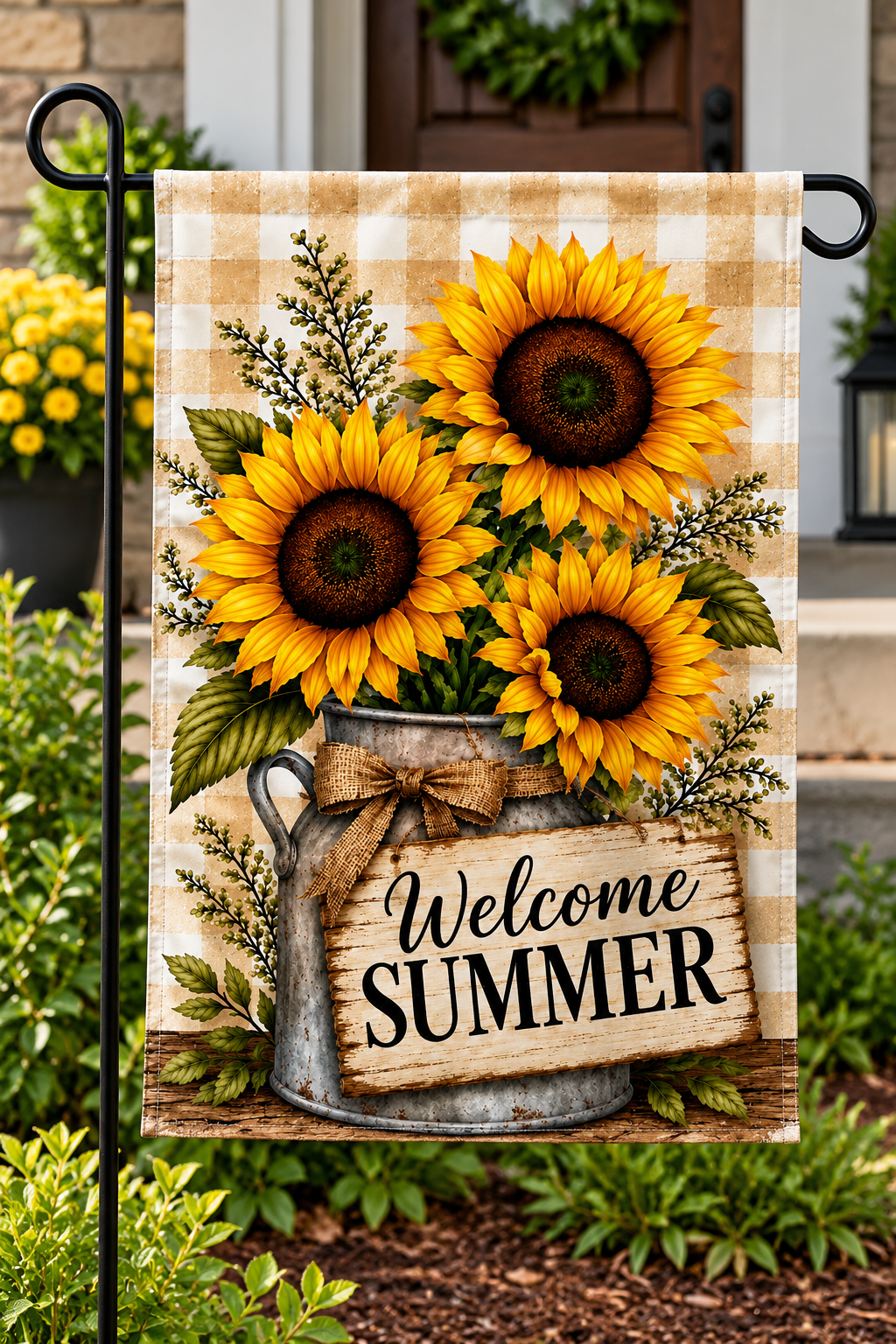 Sunshine & Gingham Garden Flag