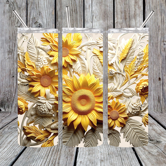 20 oz 3D Sunflower Tumbler