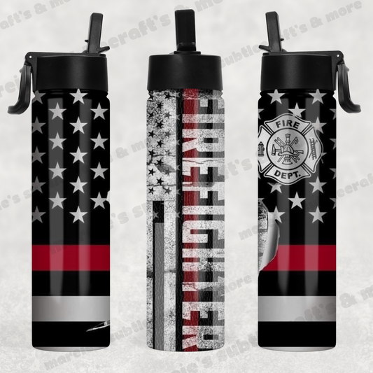22 oz Thin Red Line (Firefighter) Sports Tumbler