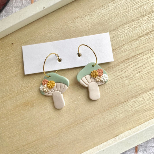 Floral Mushroom Dangle Earrings