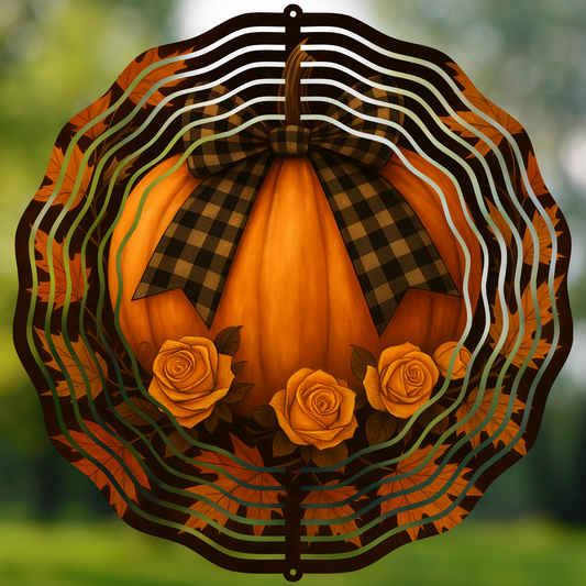 Autumn Rose Pumpkin Wind Spinner