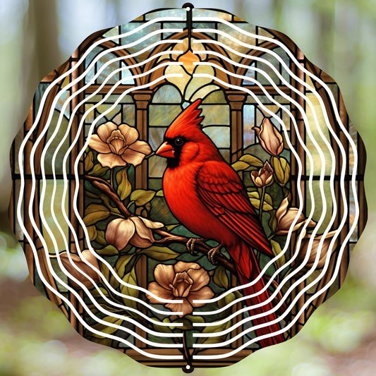 Stain Glass Cardinal Wind Spinner