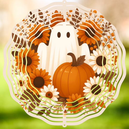 Pumpkin Ghost Wind Spinner