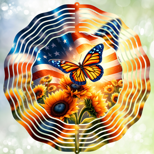Patriotic Sunflower Wind Spinner