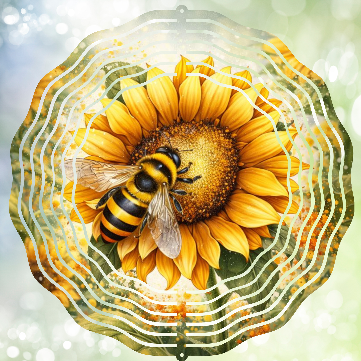 Sunflower & Honeybee Garden Wind Spinner – Bright Floral Nature Decor