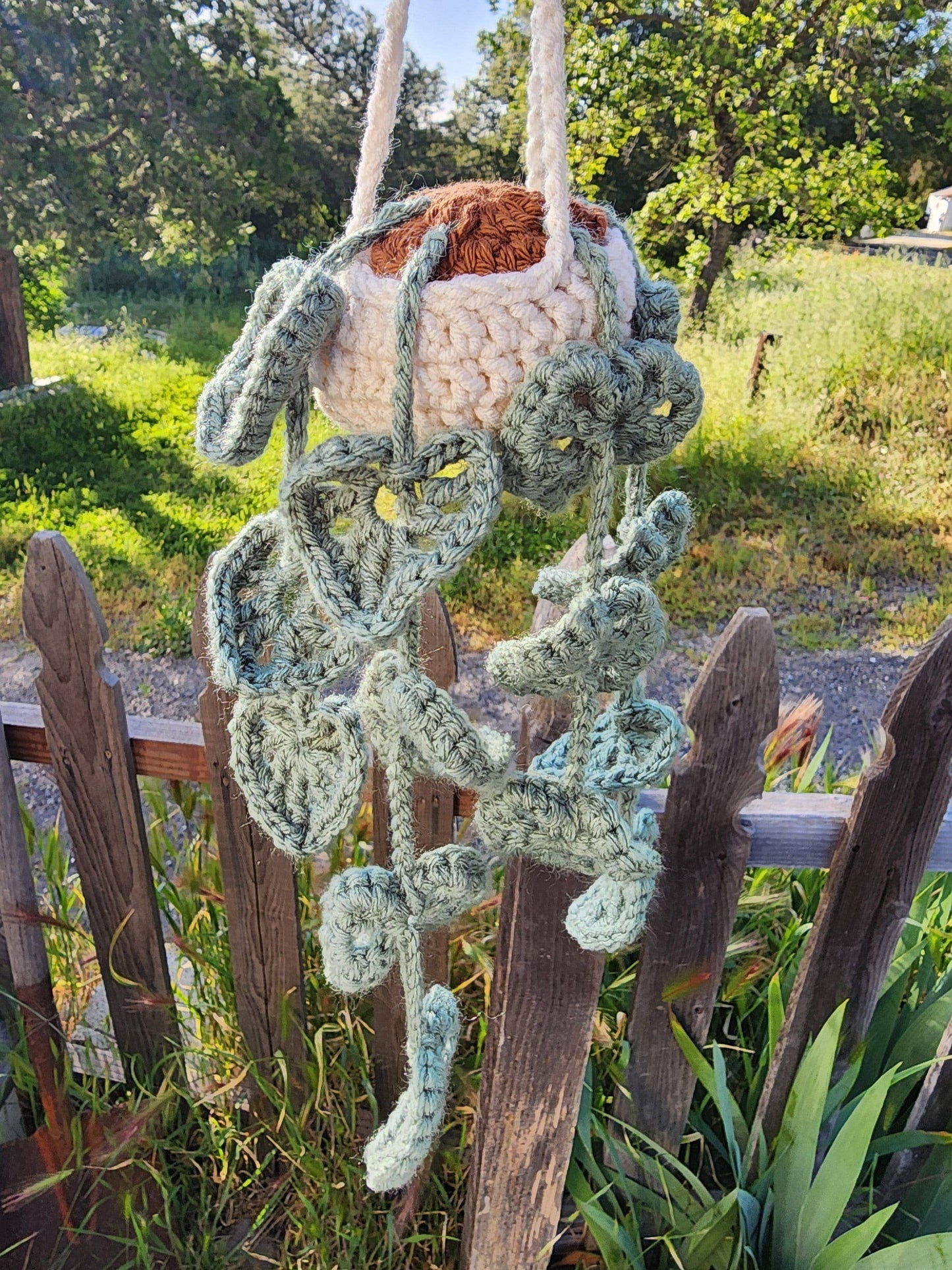 Crochet Monstera Car Plant Hanging Pendant