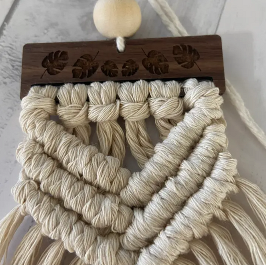 Monstera Leaves Macrame Car Diffuser