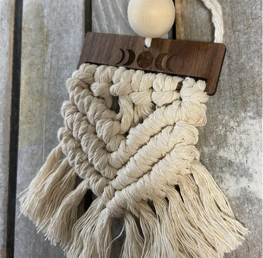 Moon Phase Macrame Car Diffuser