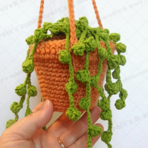Crochet String of Pearls Succulent Car Plant Hanging Pendant