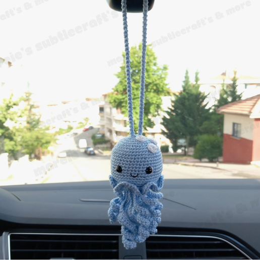 Crochet Jellyfish Car Mirror Hanging Accessories