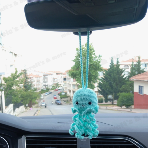Crochet Jellyfish Car Mirror Hanging Accessories