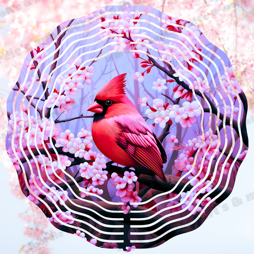 Cherry Blossom Featuring Cardinal Wind Spinner