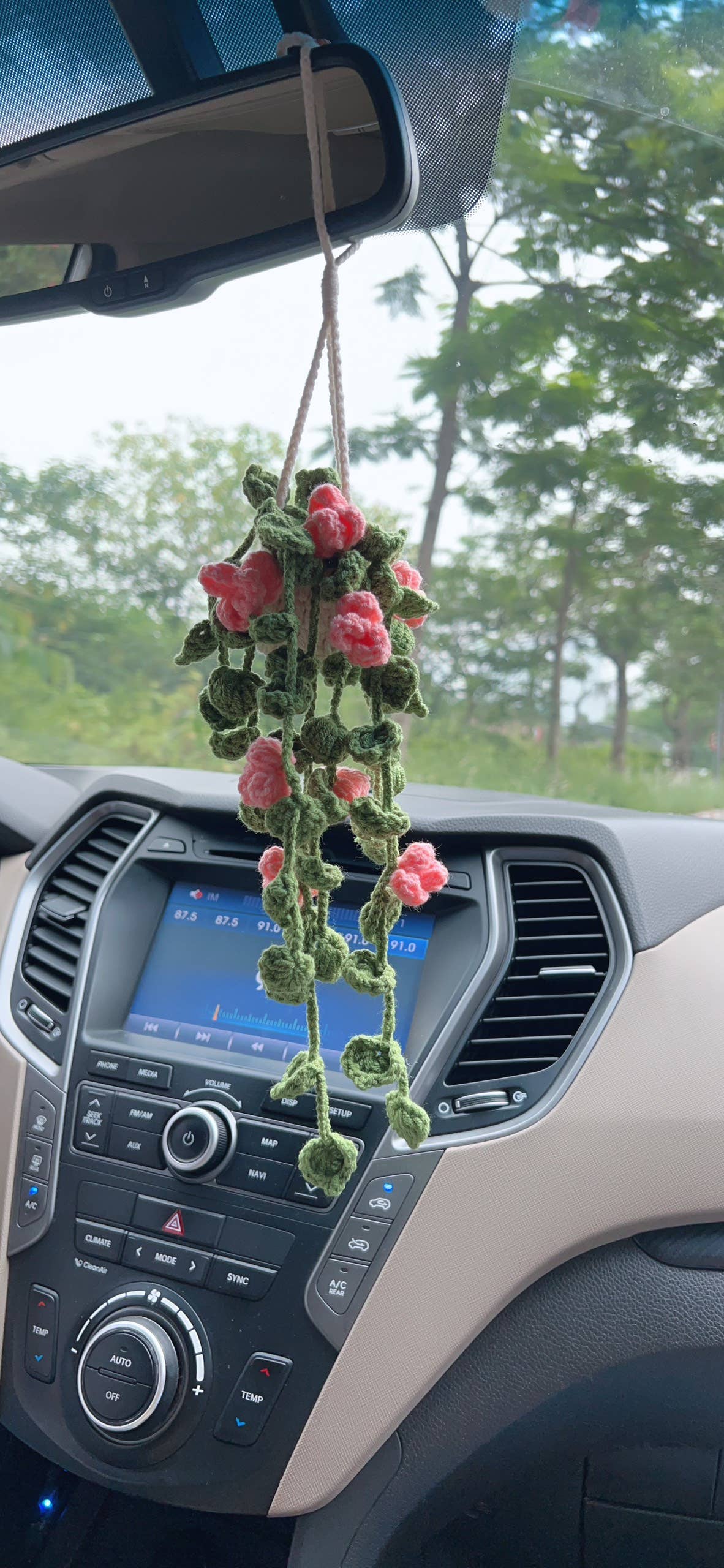 Handmade Mini Pothos Plant Crochet with Rose