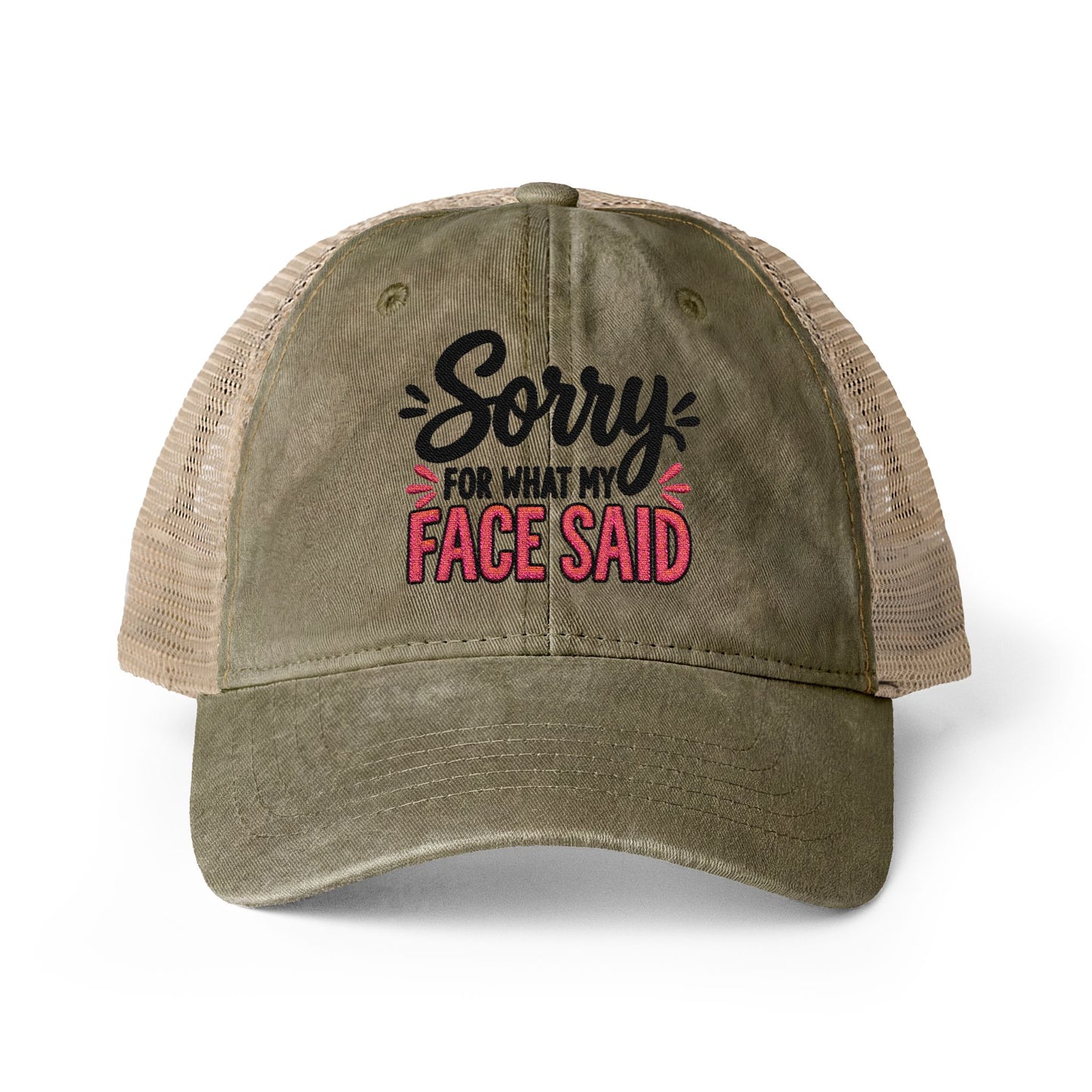 Sorry for What My Face Said - Women's Washed Mesh-Back Cap