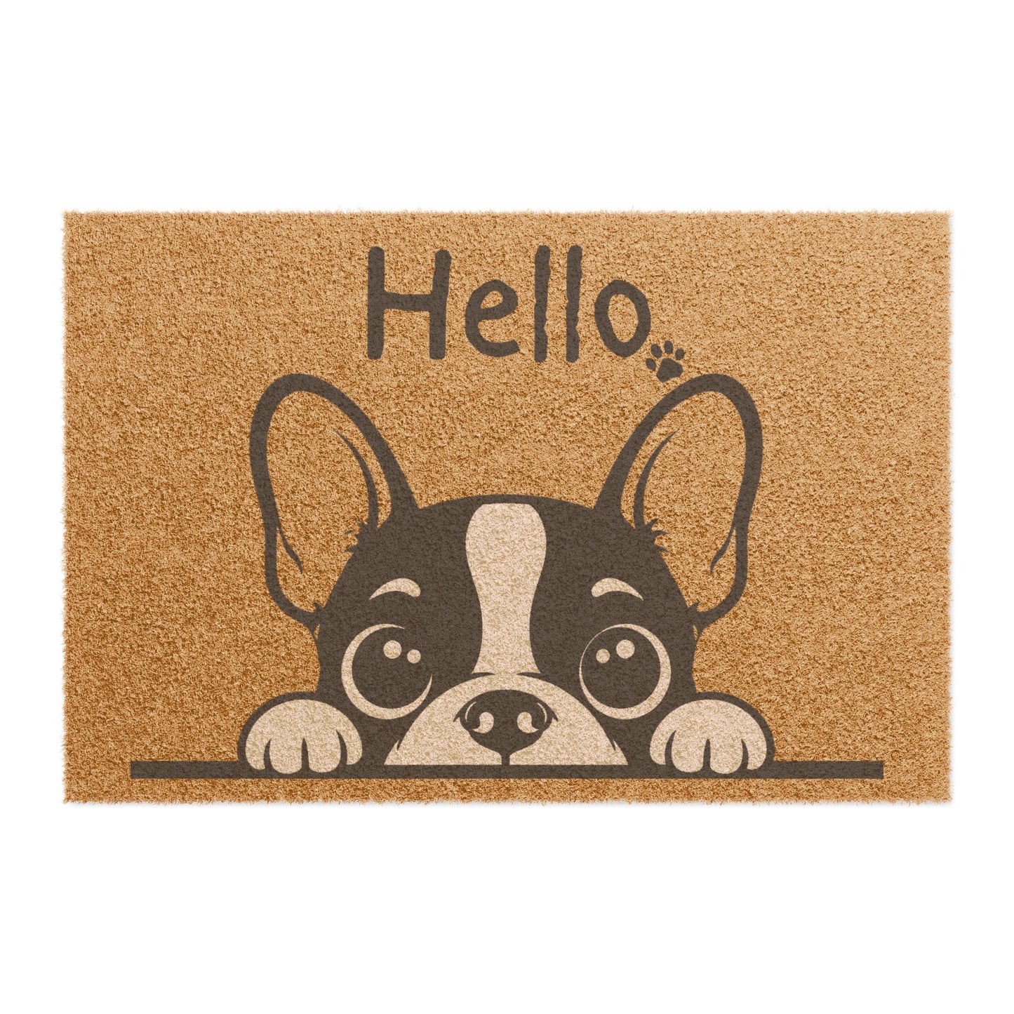 Hello French Bulldog Doormat — Cute Peeking Pup Welcome Mat