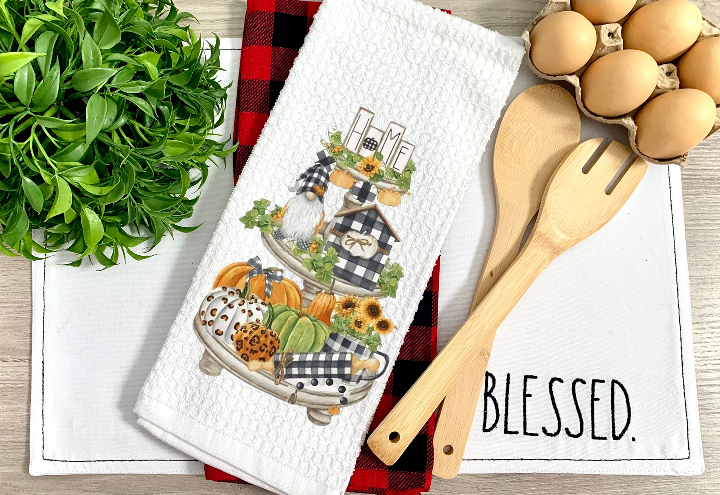 Country Fall Gnome Collection Tea Towel