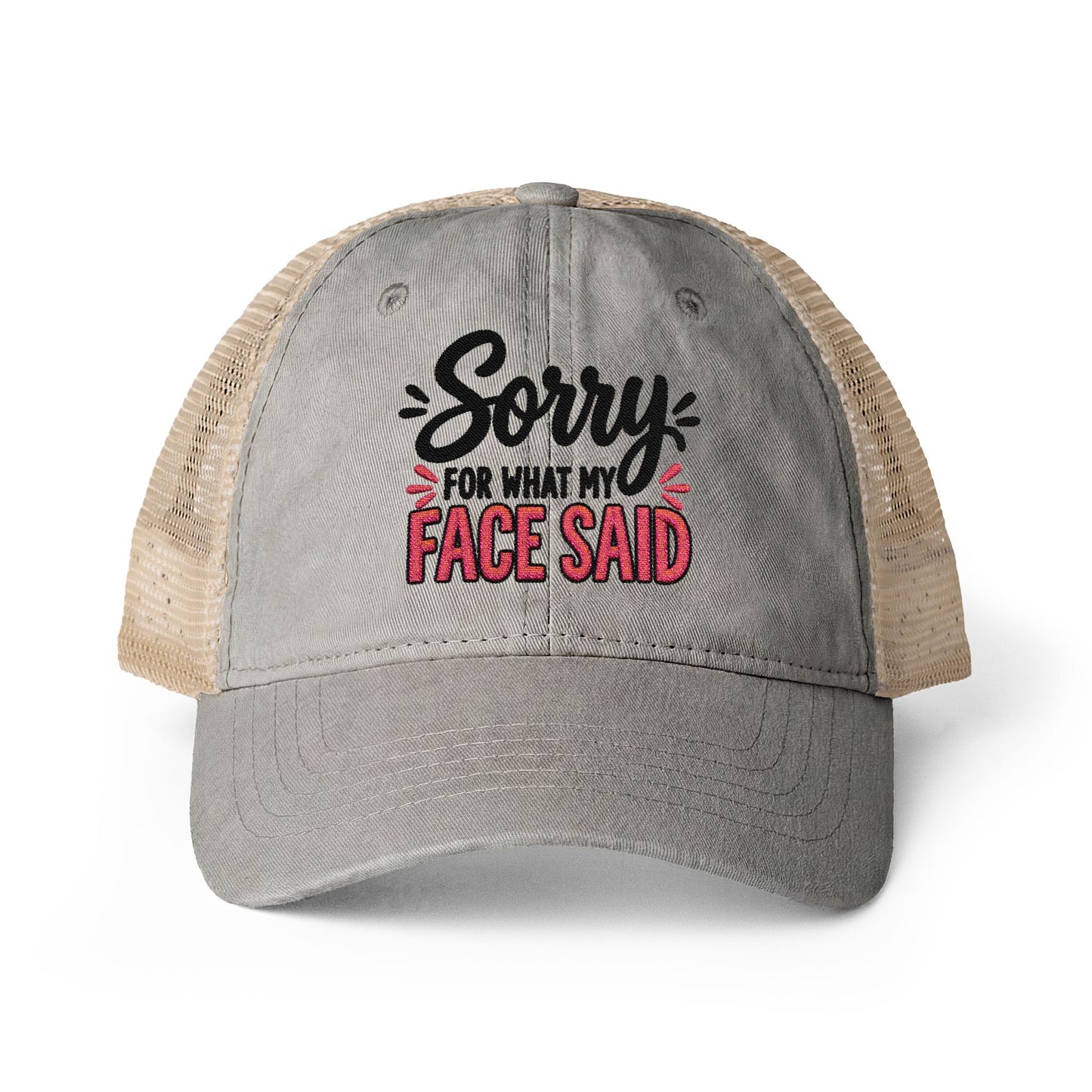 Sorry for What My Face Said - Women's Washed Mesh-Back Cap