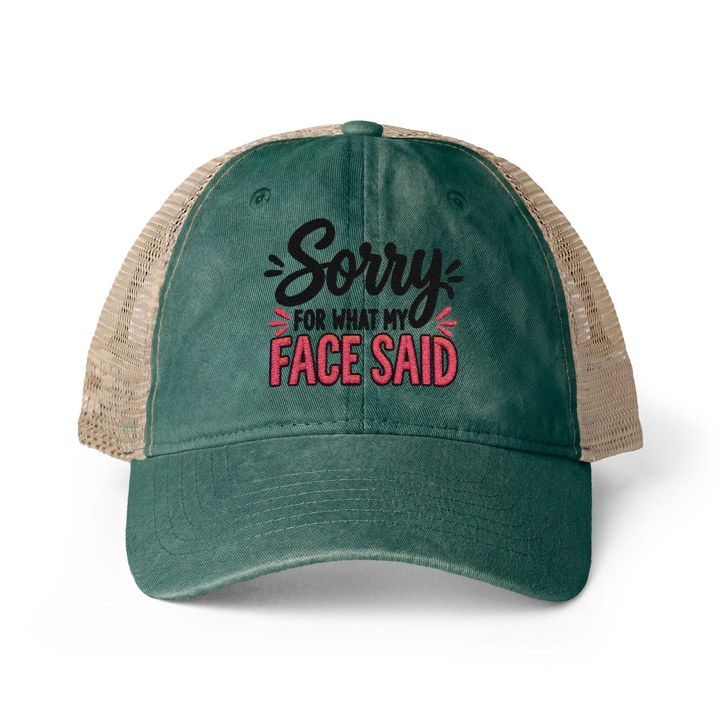Sorry for What My Face Said - Women's Washed Mesh-Back Cap