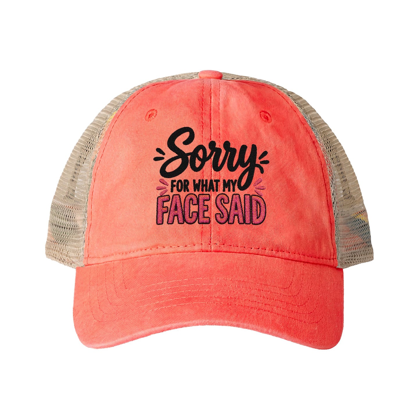 Sorry for What My Face Said - Women's Washed Mesh-Back Cap