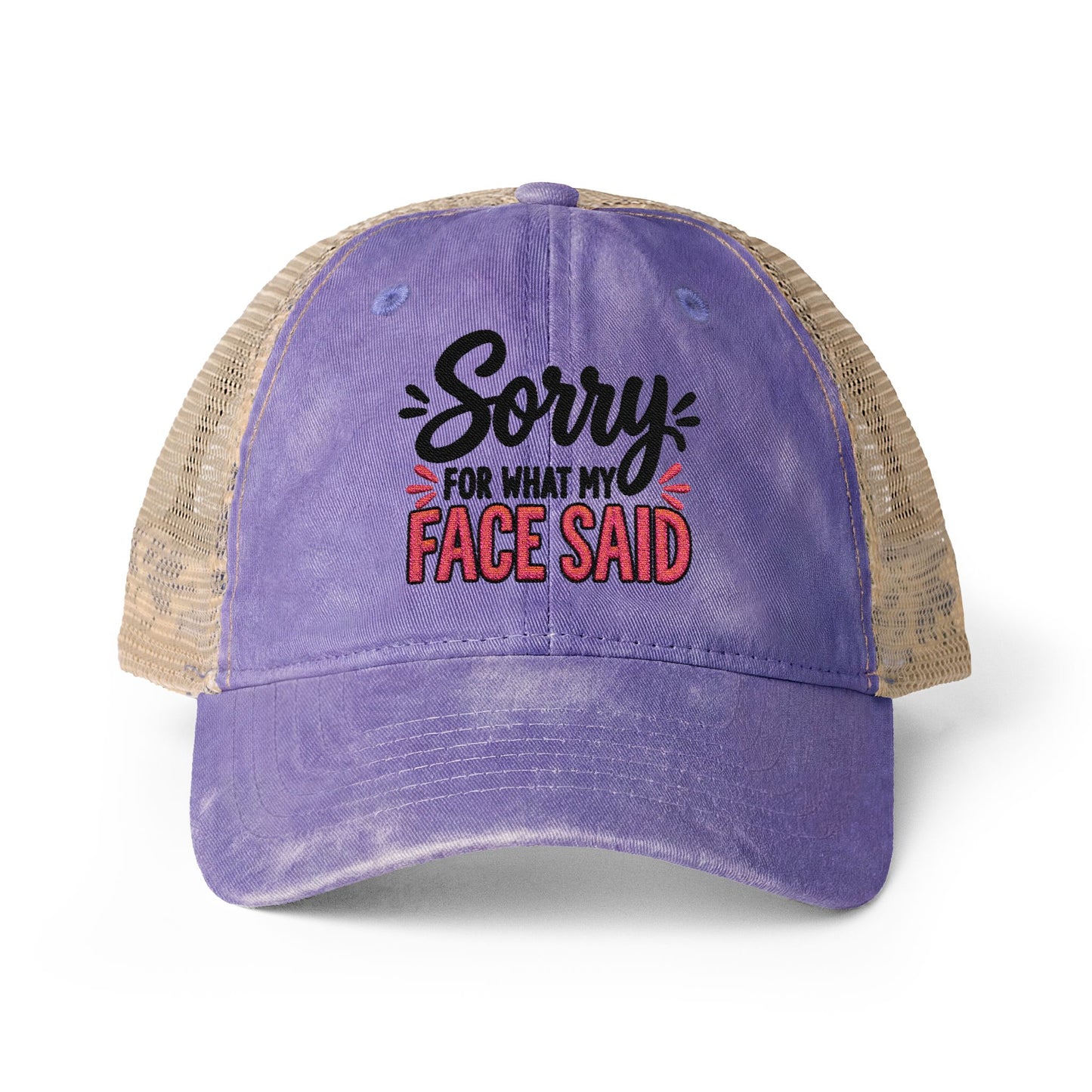 Sorry for What My Face Said - Women's Washed Mesh-Back Cap