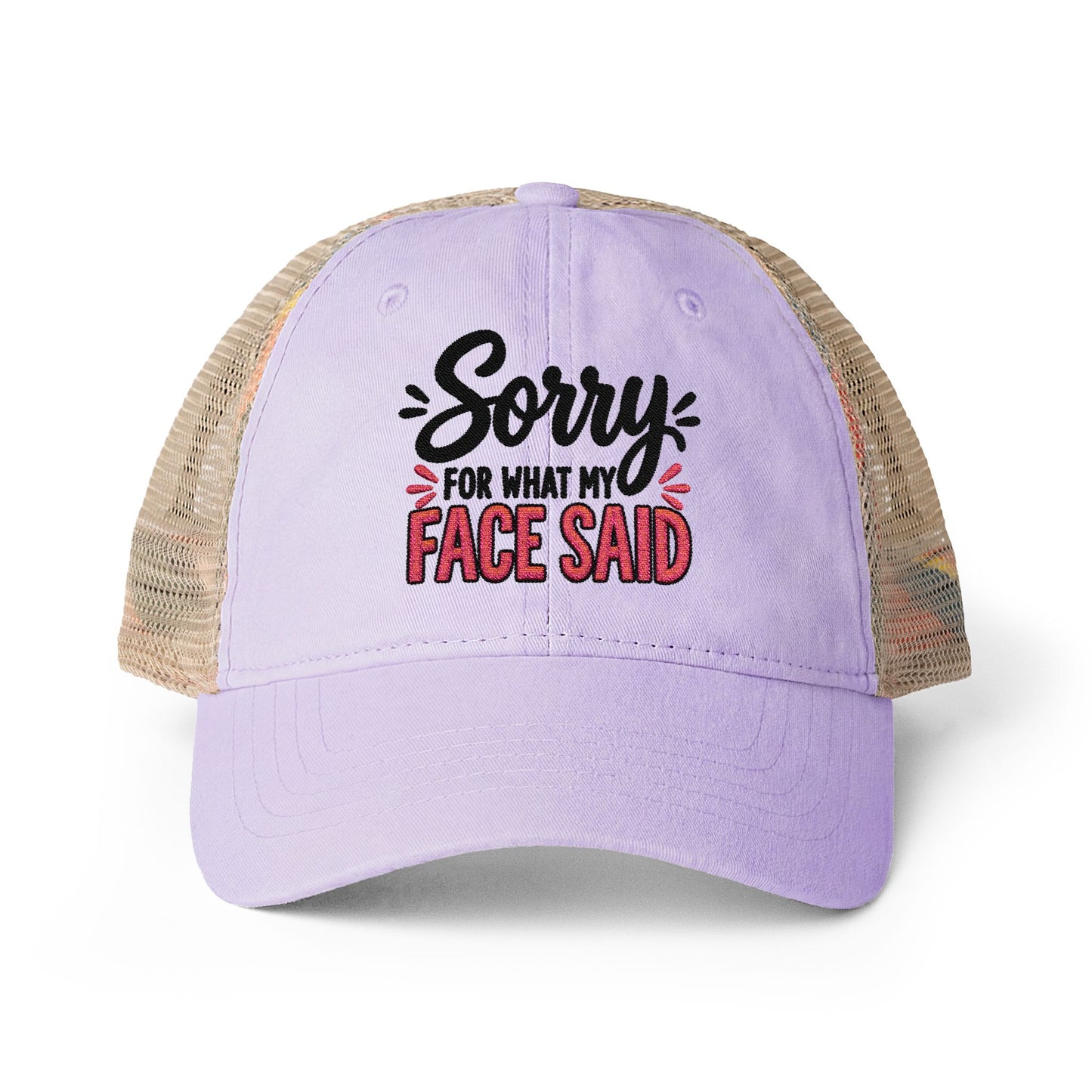 Sorry for What My Face Said - Women's Washed Mesh-Back Cap